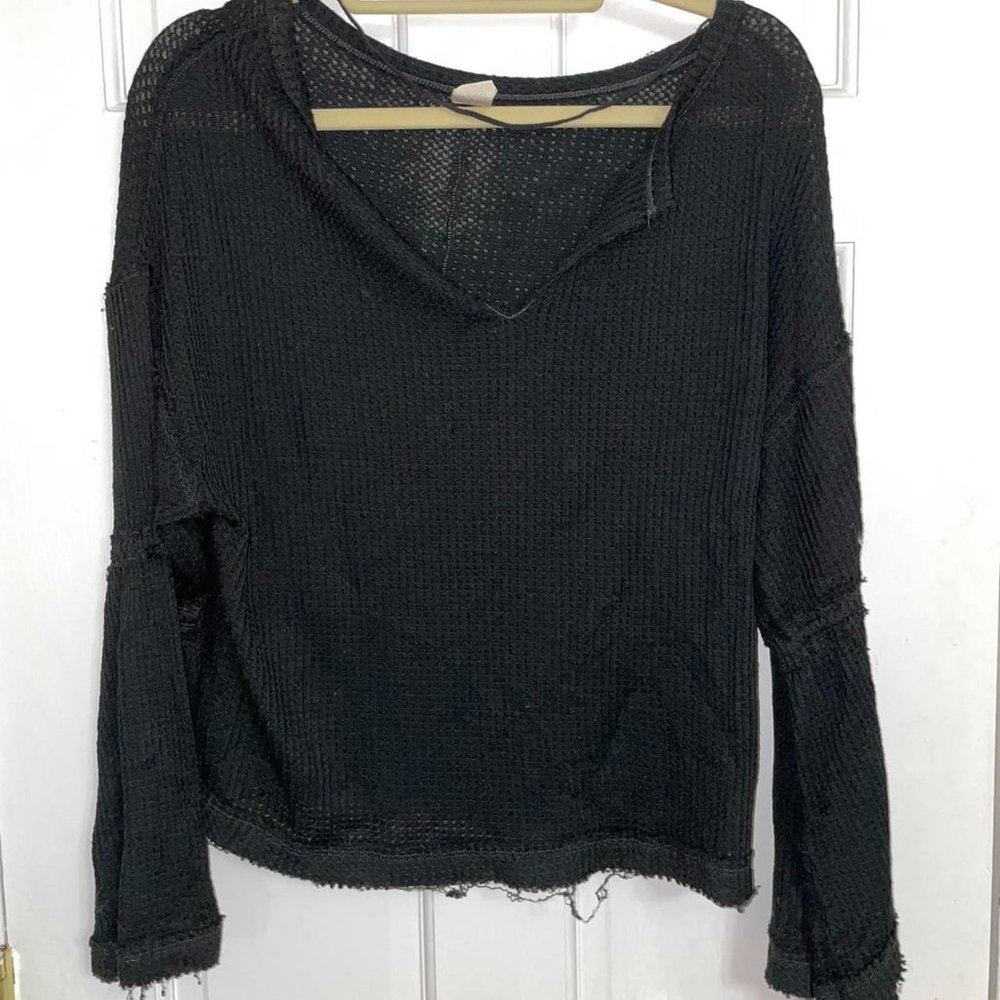 Free People waffle top - black
